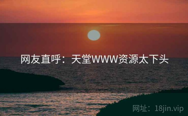 网友直呼：天堂WWW资源太下头